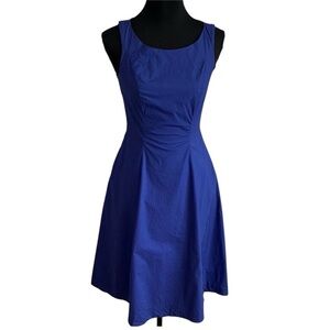 Boden 4P Royal Blue Cotton Fit Flare Midi Dress Sleeveless Career Cocktail